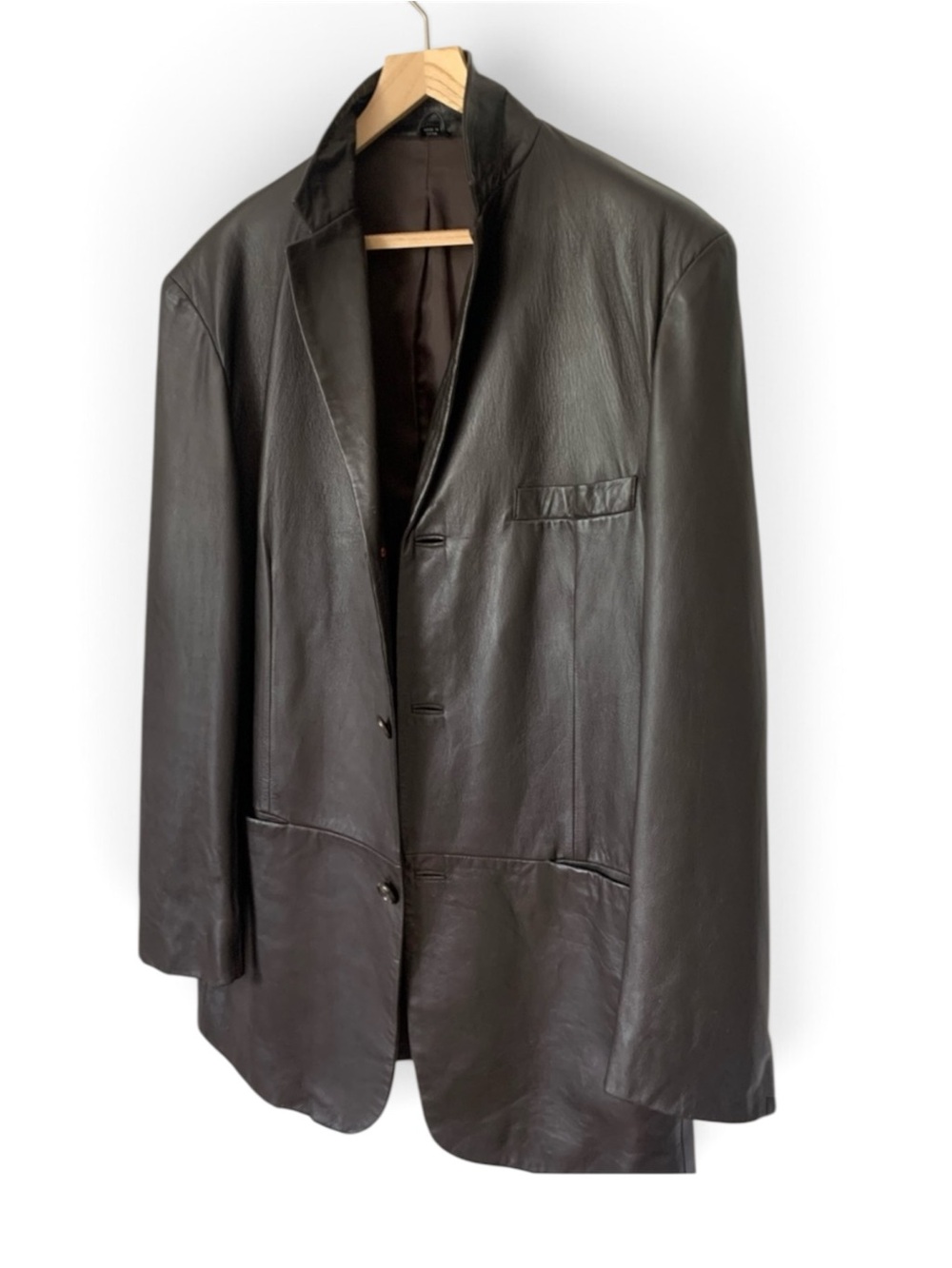 Alfani Men Black Leather Blazer Jacket